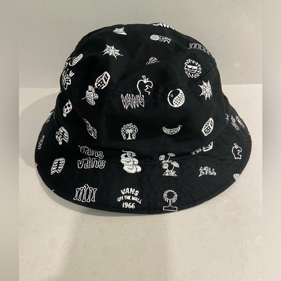 Vans Off The Wall Black And White Bucket Hat Skater Hat - Picture 7 of 15